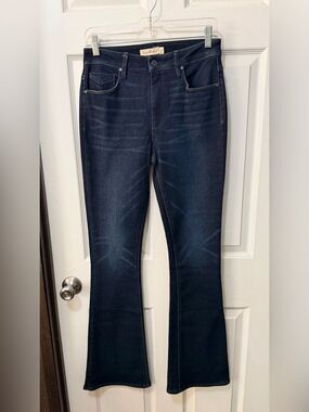 NWOT Anthropologie Unpublished Dark Blue Denim Bootcut High Waisted Jeans Sz 27